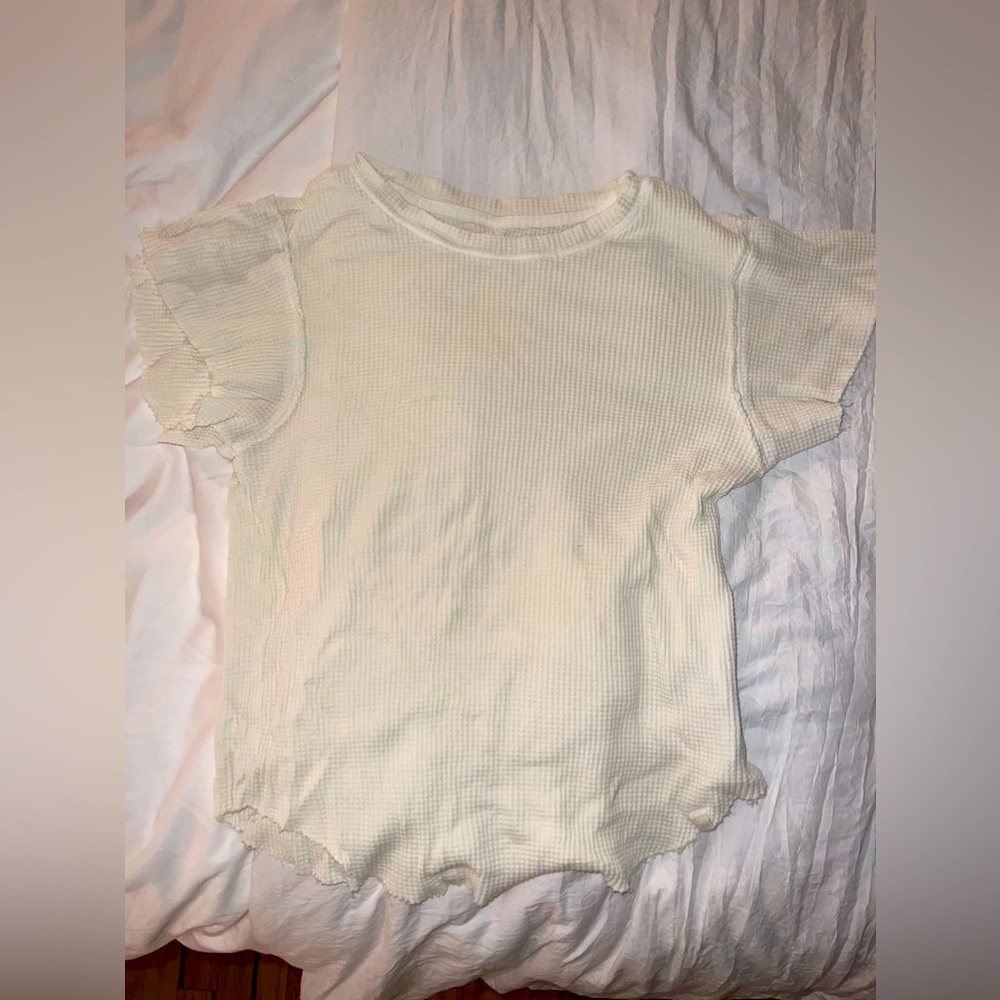Off White Waffle Free People (WeTheFree) Tee - size Small, lightly worn